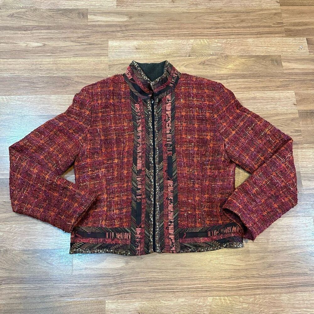 Canvasbacks Jacket Floral Button Up Red | Women Size 6